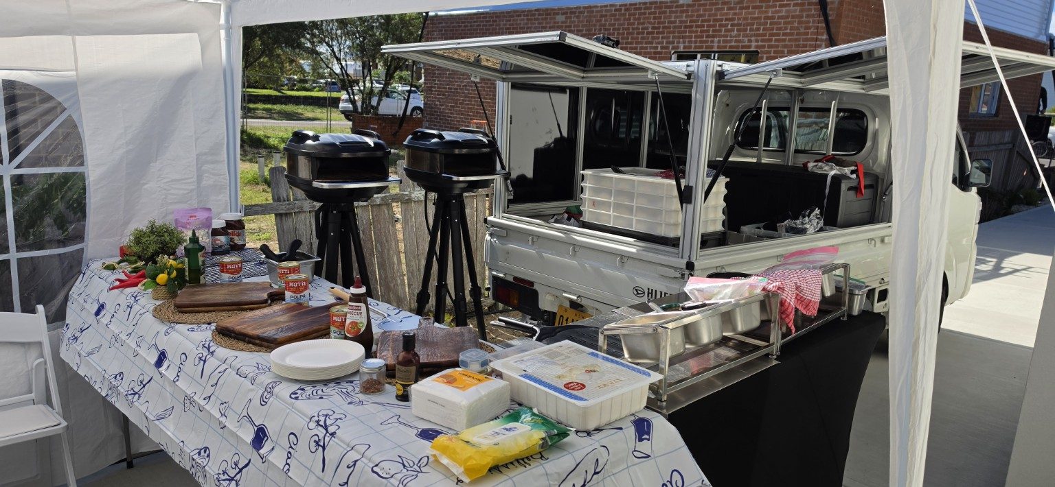 Azzurri mobile pizza catering van setup with twin mobile pizza ovens at a Sydney waterfront venue Azzurri mobile pizza catering van setup with twin mobile pizza ovens at a Sydney waterfront venue